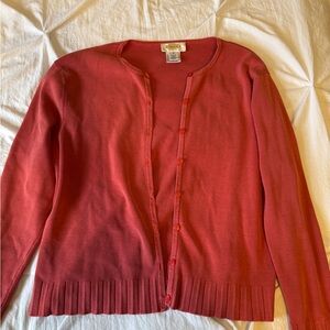 Talbots Vibrant salmon Button-Up Cardigan